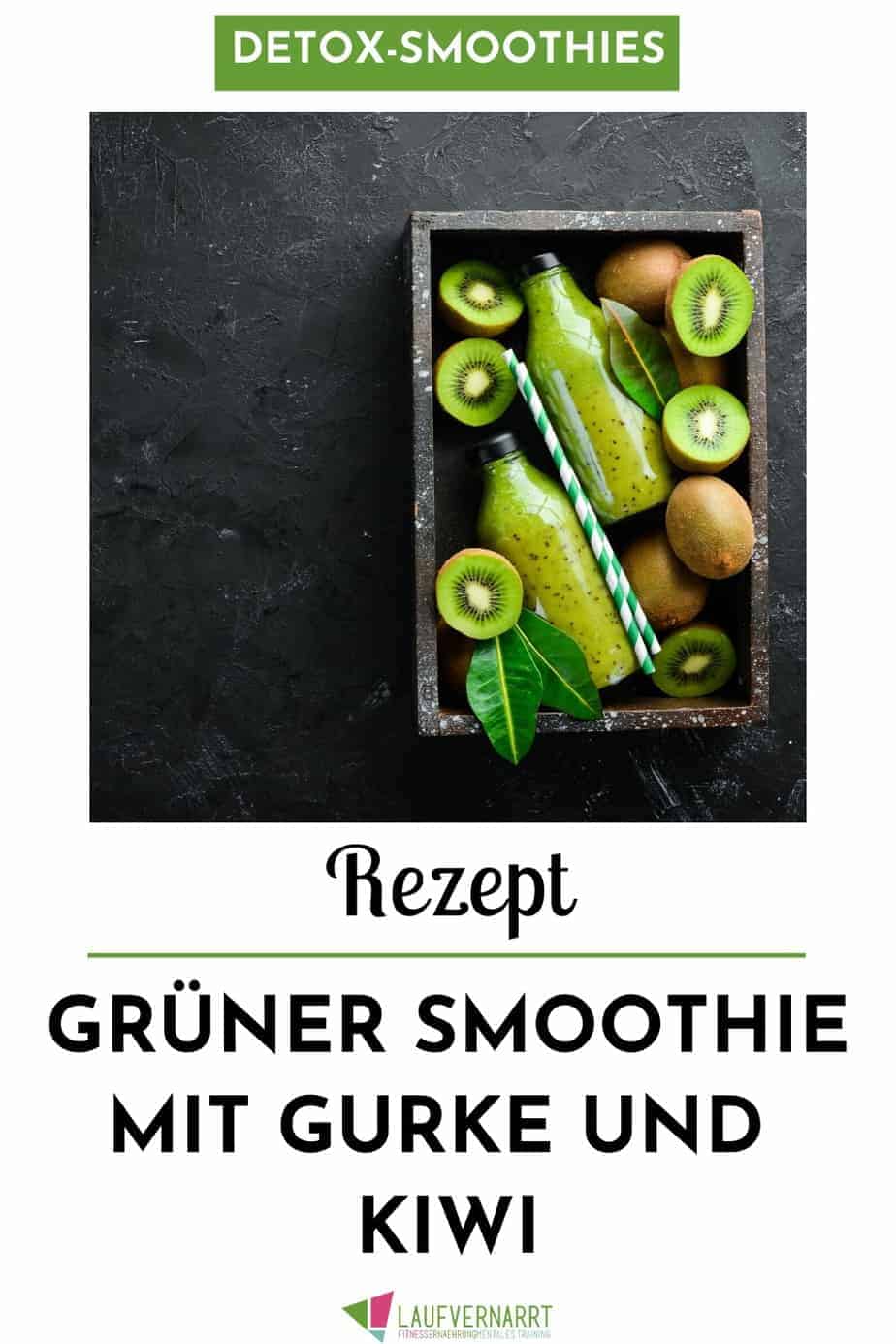 Dieser grüne Smoothie mit Gurke und Kiwi ist auch für Anfänger geeignet und sehr mild. #rezept #smoothie #grünersmoothie #gurke #gesundessen